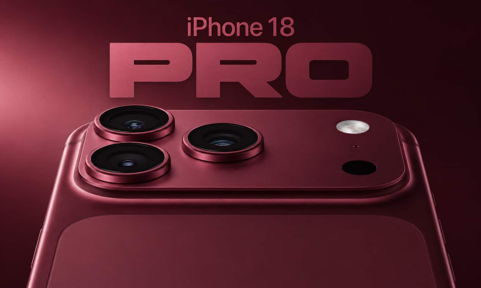 iPhone 18 Pro design with a thicker chassis, larger camera plateau and the new dark cherry finish