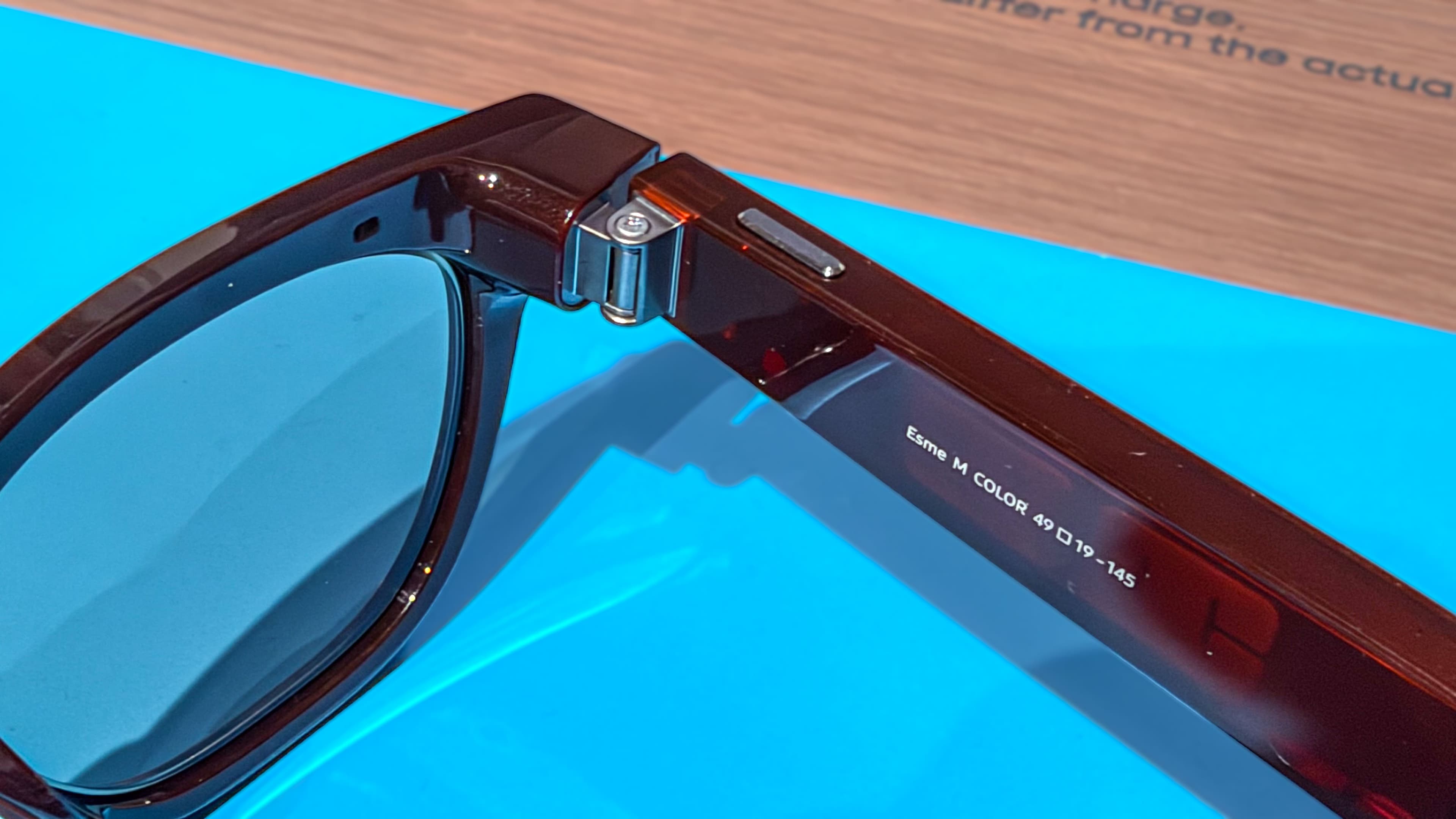 Close-up of the dedicated camera shutter button on the arm of Samsung's Intelligent Eyewear