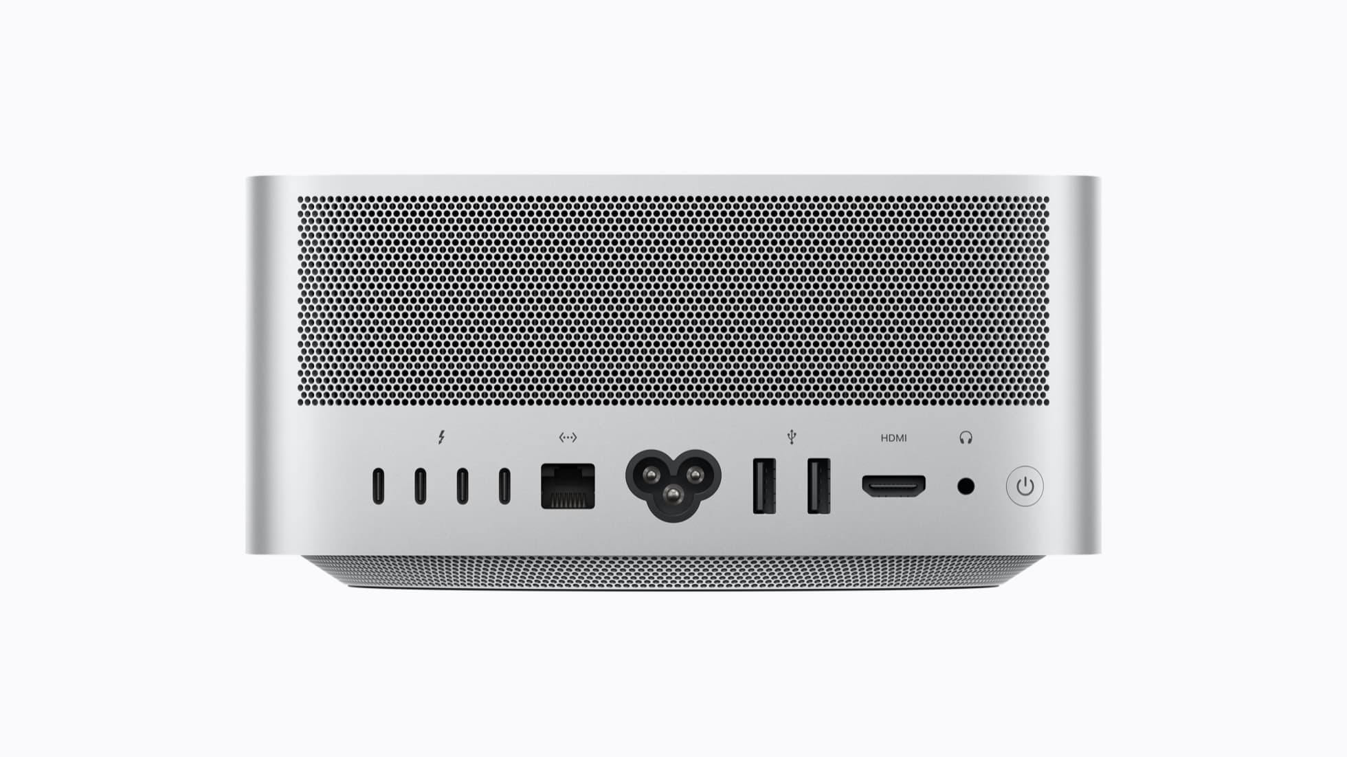 Rear of Mac Studio showing Thunderbolt 5, HDMI, Ethernet, USB-A, and SDXC